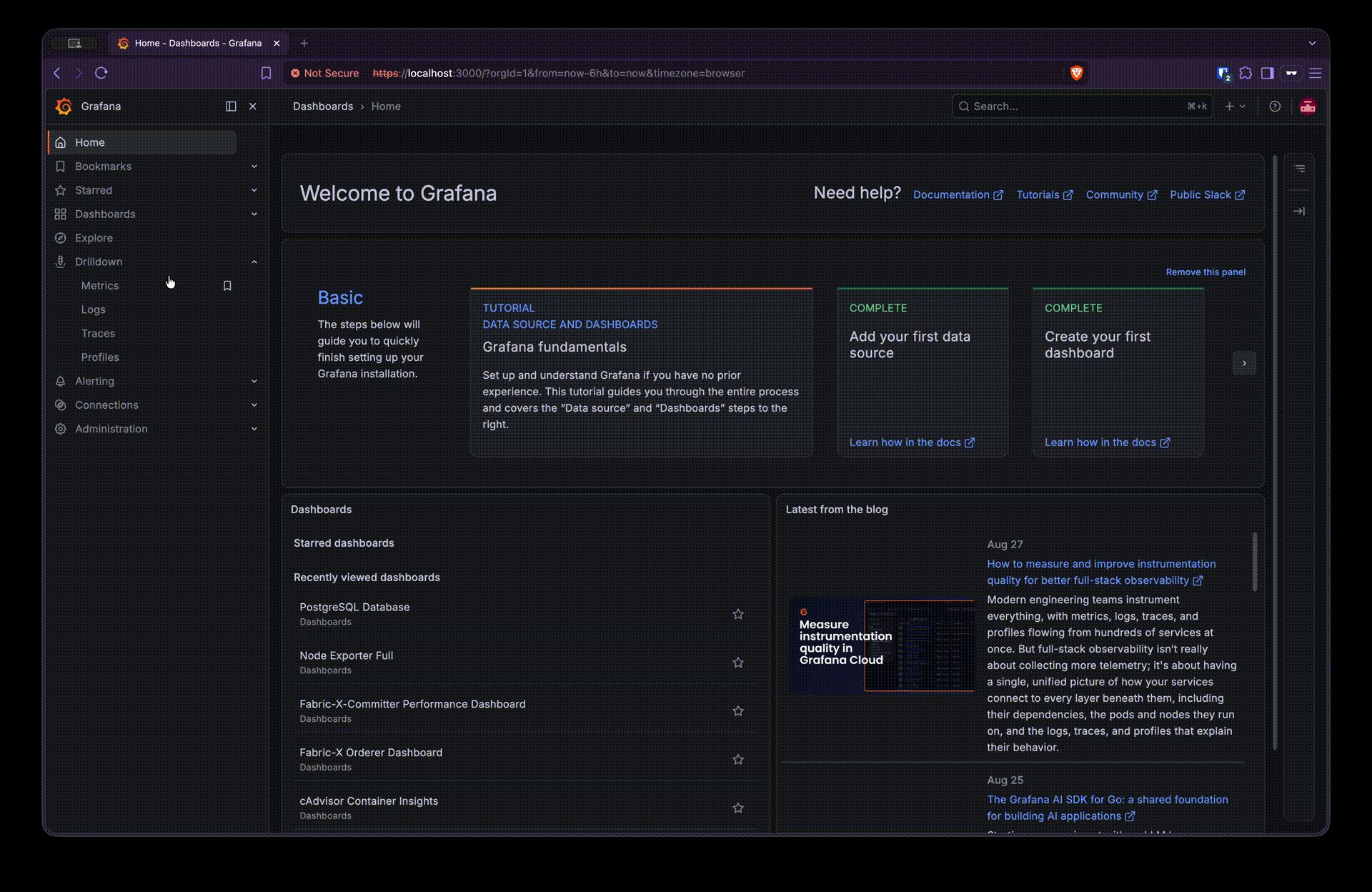 grafana dashboard logs